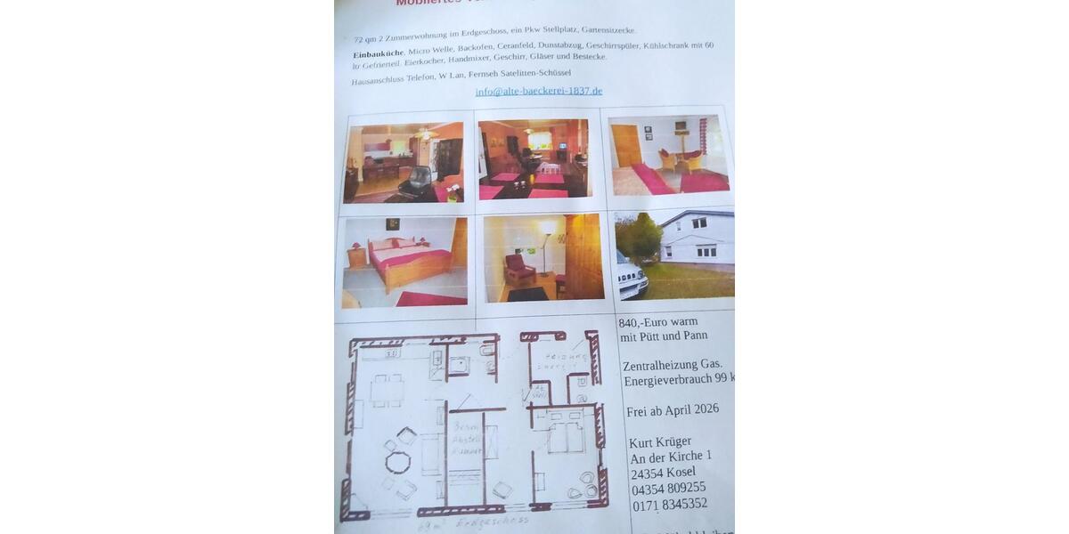 Erdgeschoßwohnung Rieseby - 2 Zimmer, 63 m&sup2;, 630&euro; | Angebot:25790231