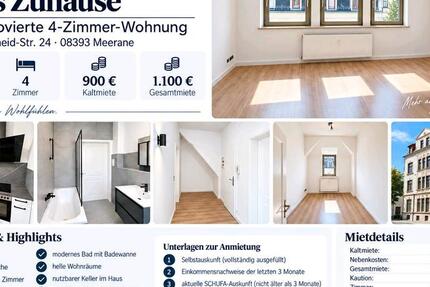 Wohnung Meerane - 4 Zimmer, 95 m&sup2;, 900&euro; | Angebot:27585102