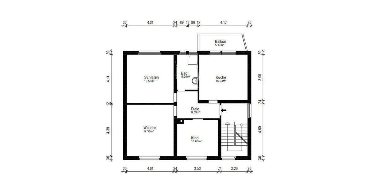 Kernsanierte 3 Zimmer-Wohnung mit Balkon in zentraler Lage 3 zimmer