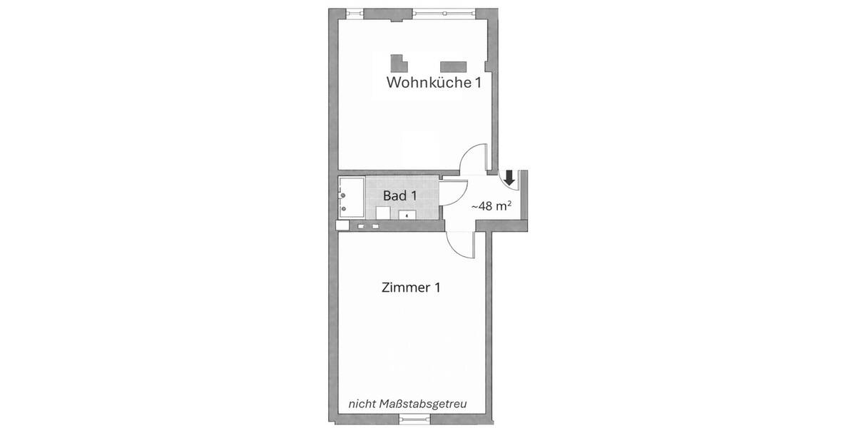 Etagenwohnung Essen Frohnhausen - 2 Zimmer, 48 m&sup2;, 600&euro; | Angebot:26613373