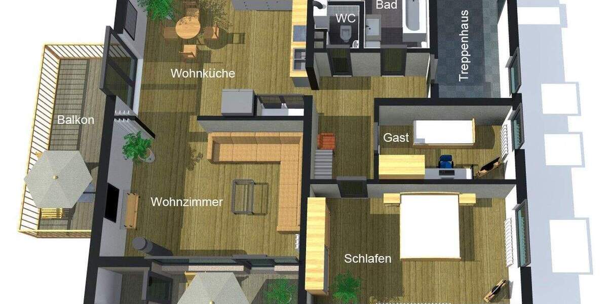 Etagenwohnung Bad Harzburg Ostviertel - 3 Zimmer, 115 m&sup2;, 1.300&euro; | Angebot:25728359