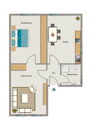 Etagenwohnung Duisburg Walsum - 2.5 Zimmer, 50 m&sup2;, 438&euro; | Angebot:24375179