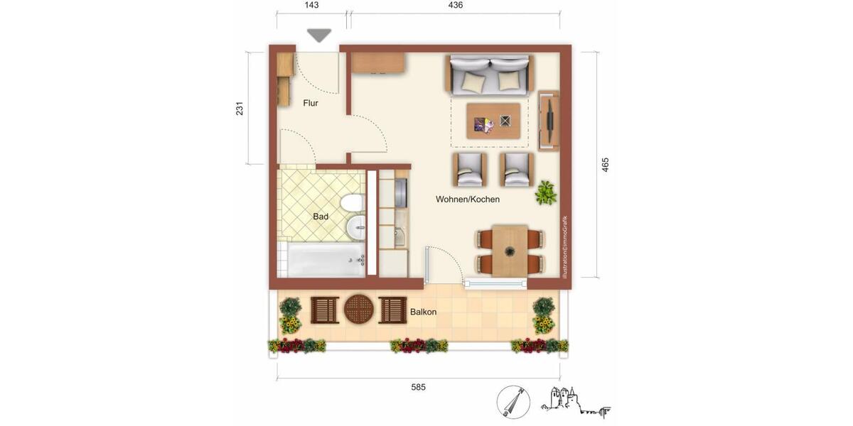 Etagenwohnung Prenzlau - 1 Zimmer, 28 m&sup2;, 155&euro; | Angebot:24715265