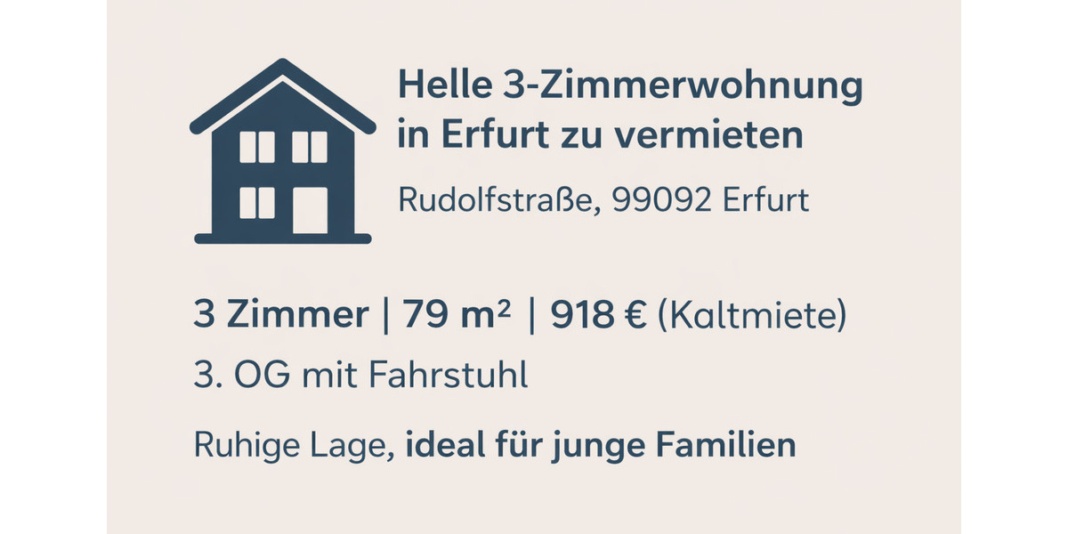 Etagenwohnung Erfurt Andreasvorstadt - 3 Zimmer, 80 m&sup2;, 918&euro; | Angebot:24616849