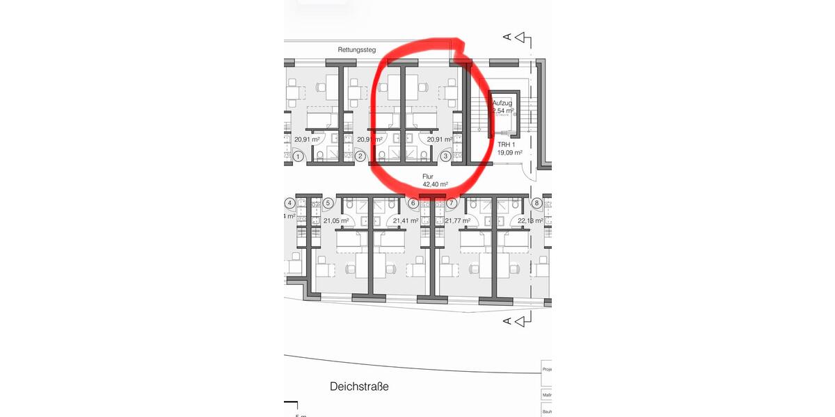 Etagenwohnung Bremerhaven Mitte - 1 Zimmer, 21 m&sup2;, 520&euro; | Angebot:26008536