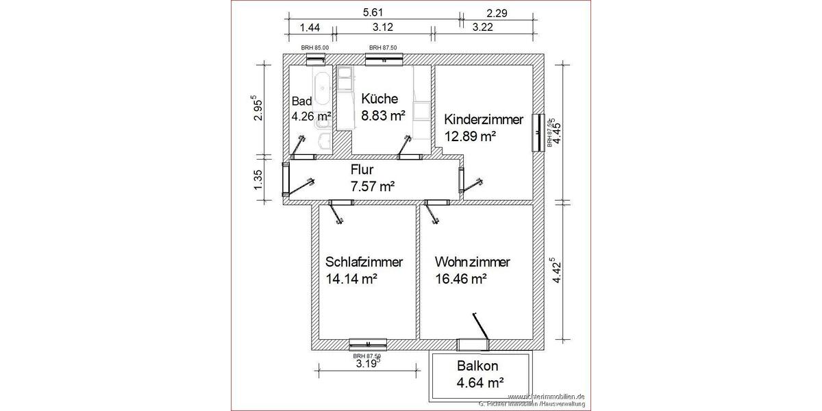 Etagenwohnung Halsbrücke - 3 Zimmer, 68 m&sup2;, 408&euro; | Angebot:23182402