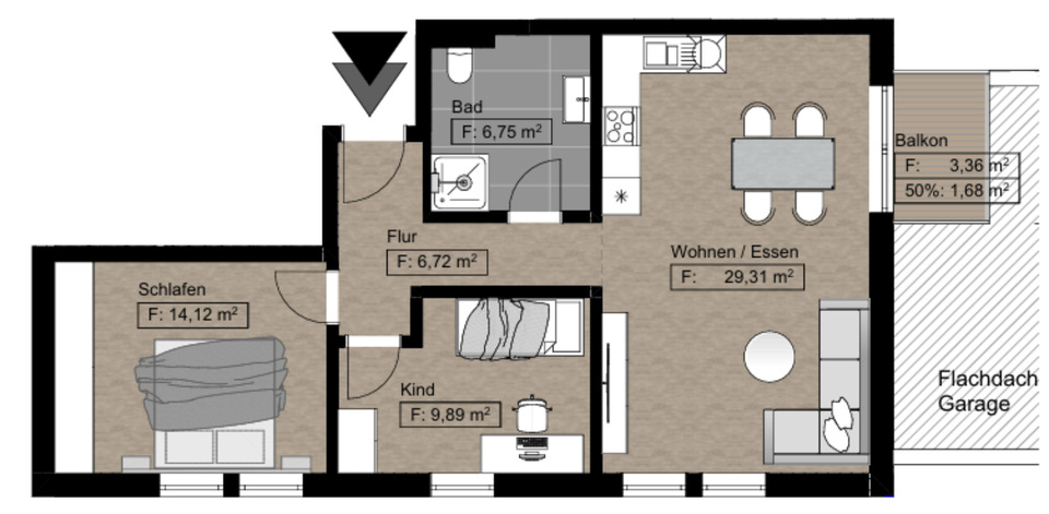 Etagenwohnung Gründau - 3 Zimmer, 68 m&sup2;, 830&euro; | Angebot:25574973