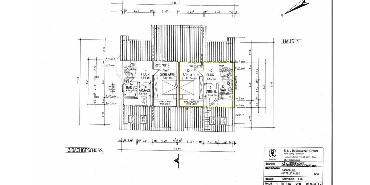 Dachgeschoßwohnung Magdeburg Brückfeld - 3.5 Zimmer, 86 m&sup2;, 605&euro; | Angebot:24918549
