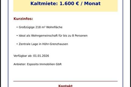 Wohnung zu vermieten 8 zimmer