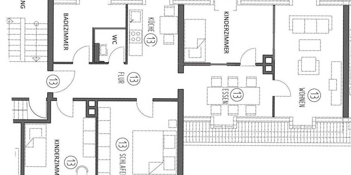 Etagenwohnung Nürnberg Rechenberg - 5 Zimmer, 89 m&sup2;, 1.250&euro; | Angebot:25996830