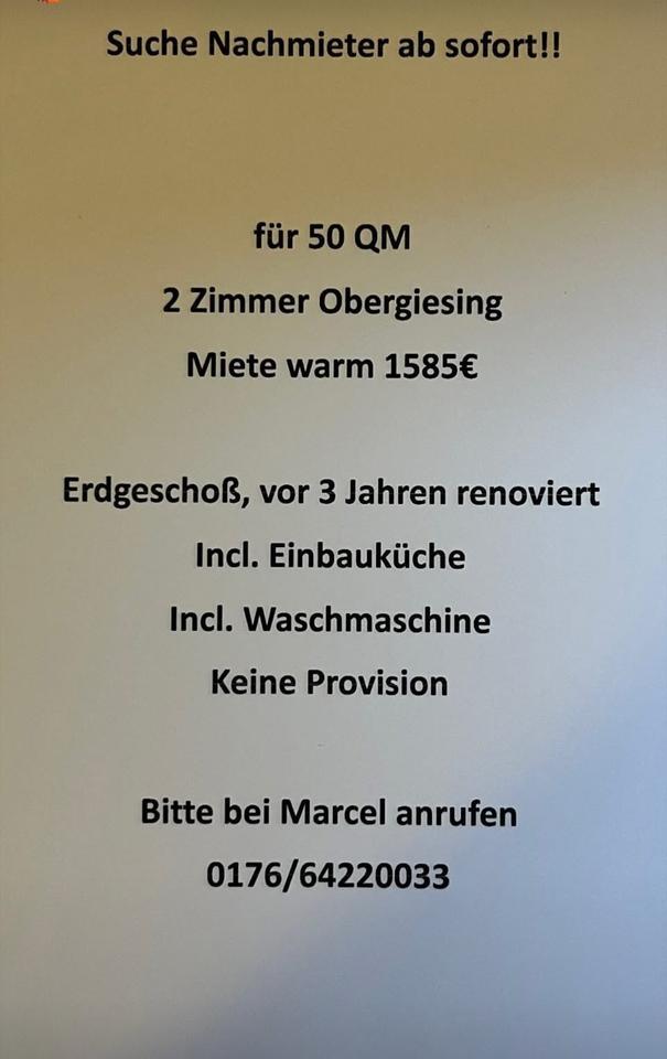 Nachmieter für 2 Zimmer Wohnung Obergiesing AB SOFORT
