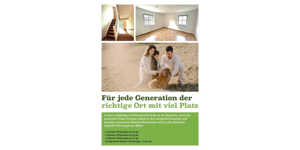 Etagenwohnung Pritzwalk - 2 Zimmer, 48 m&sup2;, 399&euro; | Angebot:25046531