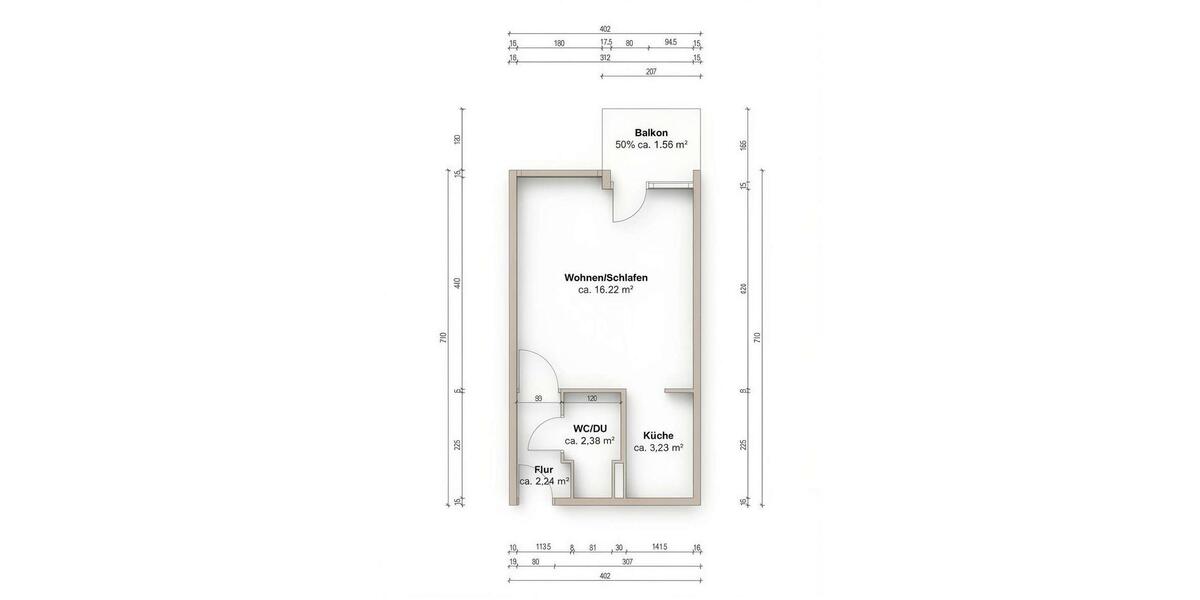 Etagenwohnung Stuttgart Stuttgart-Mitte - 1 Zimmer, 26 m&sup2;, 750&euro; | Angebot:26619120