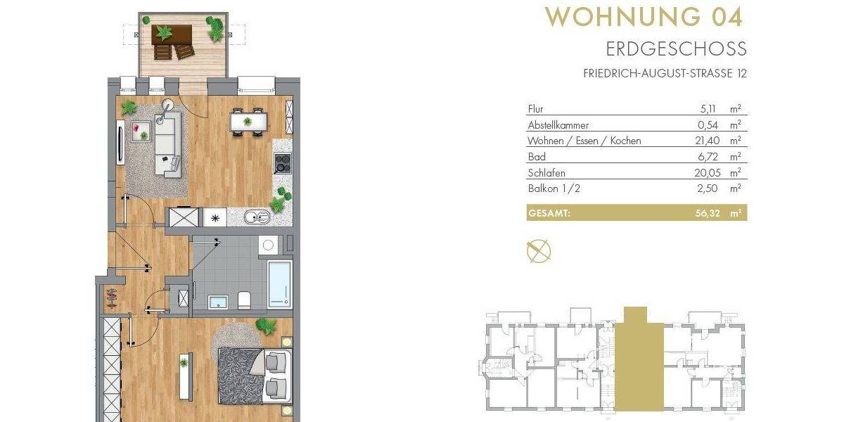 Etagenwohnung Rochlitz - 2 Zimmer, 56 m&sup2;, 495&euro; | Angebot:26554973
