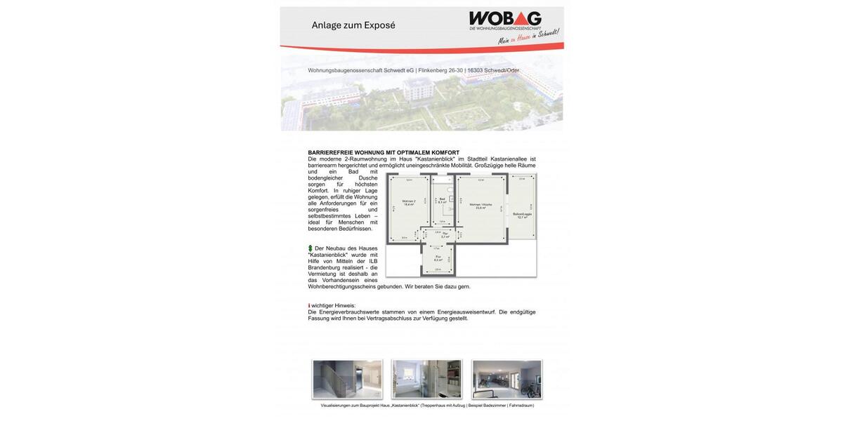 barrierearme 2-Raumwohnung mit Wohnküche und großzügigem Balkon WBS erforderlich 2 zimmer