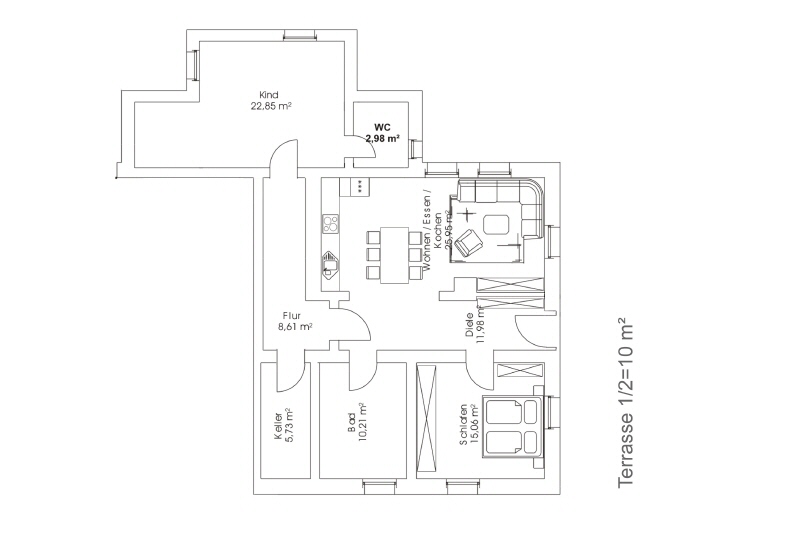 ERSTBEZUG NACH SANIERUNG – TERRASSE – GÄSTE-WC – FUSSBODENHEIZUNG 3 zimmer