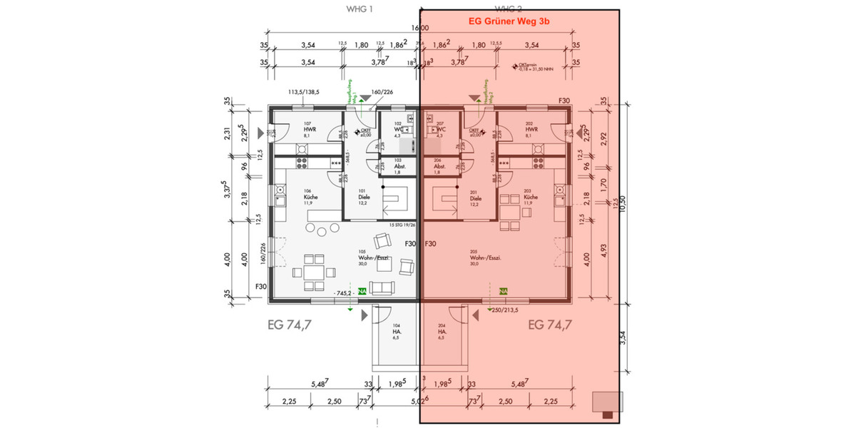 Doppelhaushälfte Bordesholm - 4 Zimmer, 133 m&sup2;, 1.745&euro; | Angebot:24655333