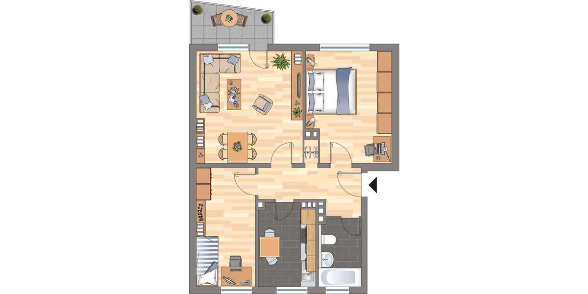 Etagenwohnung Wilhelmshaven Neuengroden - 3 Zimmer, 62 m&sup2;, 409&euro; | Angebot:27098380