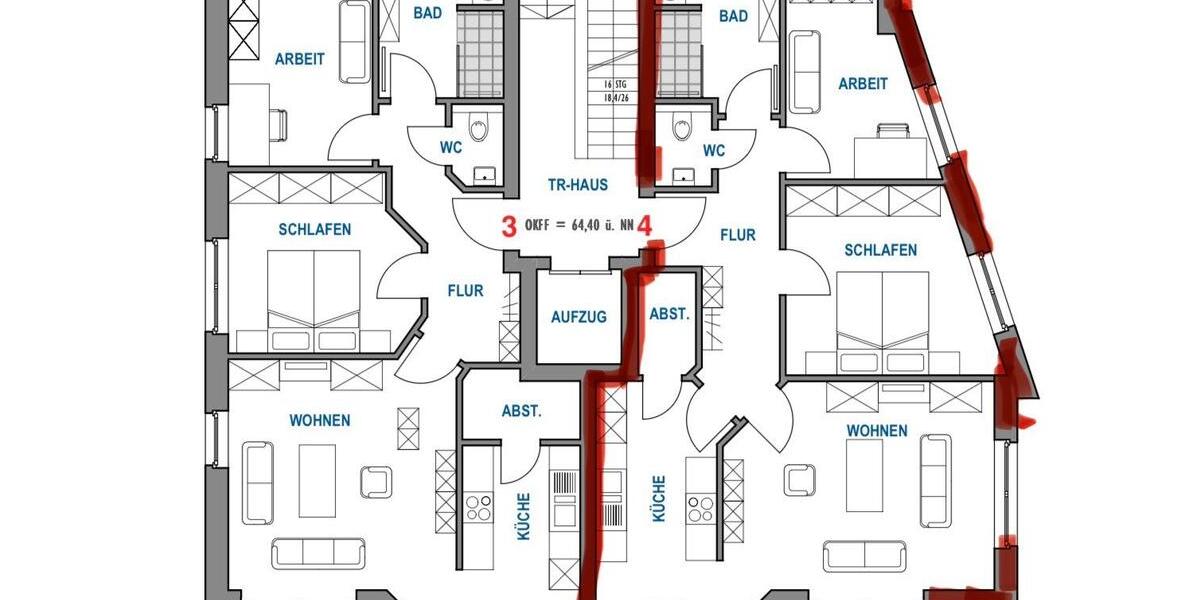 Etagenwohnung Ibbenbüren - 3 Zimmer, 86 m&sup2;, 890&euro; | Angebot:26272242