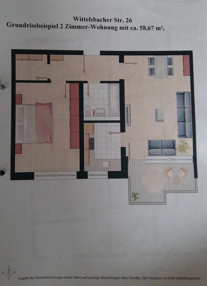 2-Zimmer-Wohnung mit Möbeln, Balkon und TG-Stellplatz zimmer