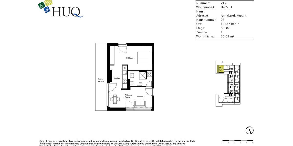Dachgeschoßwohnung Berlin Spandau - 1 Zimmer, 66 m&sup2;, 2&euro; | Angebot:26546496