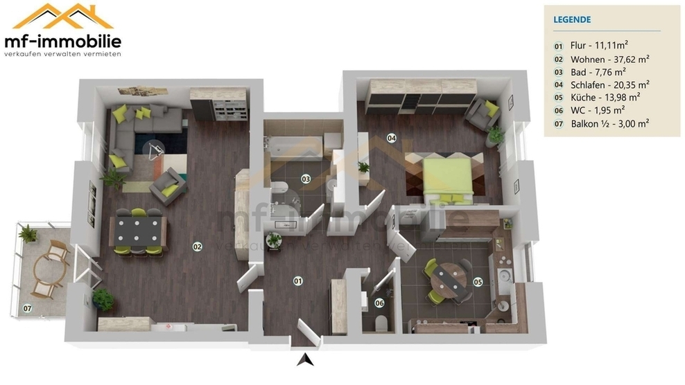 ruhige Lage in Mariental 95 m2 2-Zimmer Küche, Bad, Gäste WC,