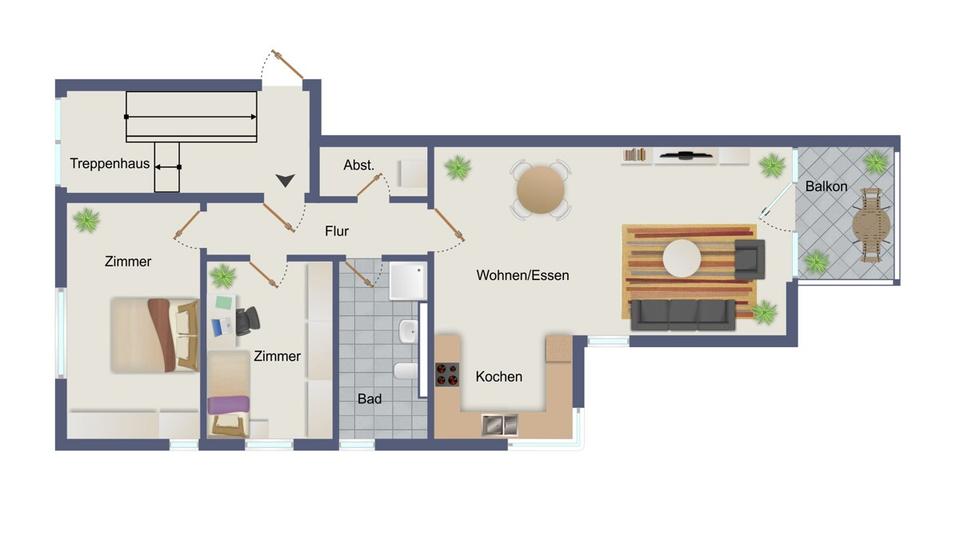 Etagenwohnung Petersberg - 3 Zimmer, 84 m&sup2;, 880&euro; | Angebot:24848368