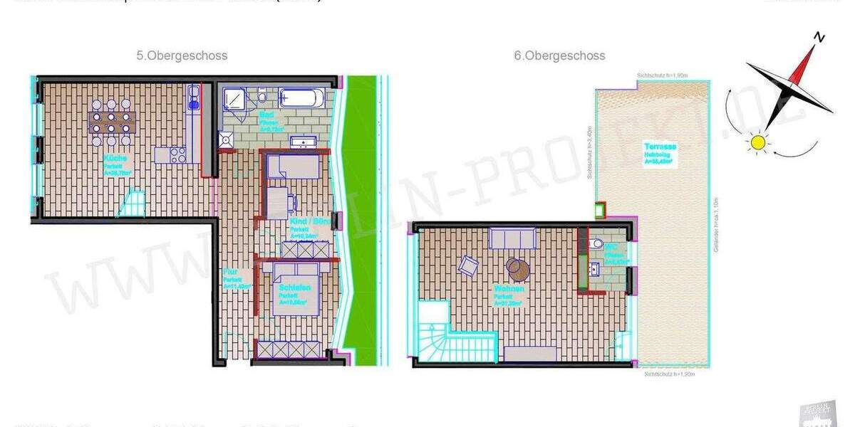 Luxuriöse Maisonette Wohnung im Dachgeschoss am Spittelmarkt 3 zimmer