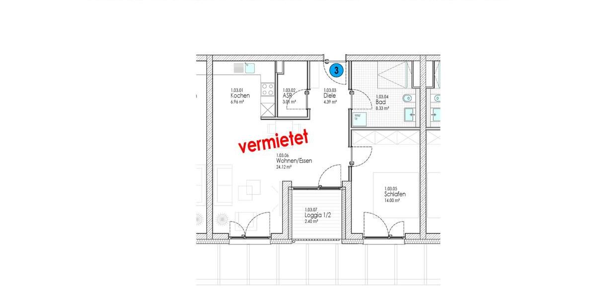 Etagenwohnung Kempten (Allgäu) - 2 Zimmer, 61 m&sup2;, 980&euro; | Angebot:25254937