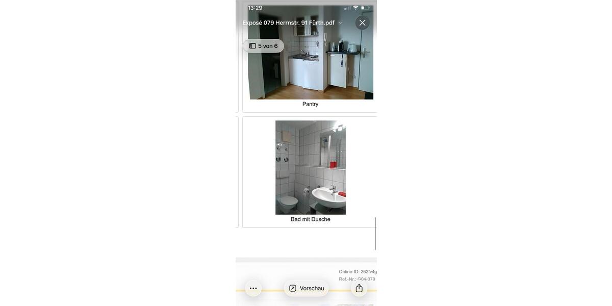 Etagenwohnung Zirndorf - 1 Zimmer, 28 m&sup2;, 570&euro; | Angebot:26531581