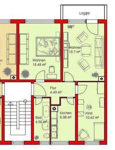 Etagenwohnung Weißenfels Borau - 3 Zimmer, 59 m&sup2;, 390&euro; | Angebot:25797800