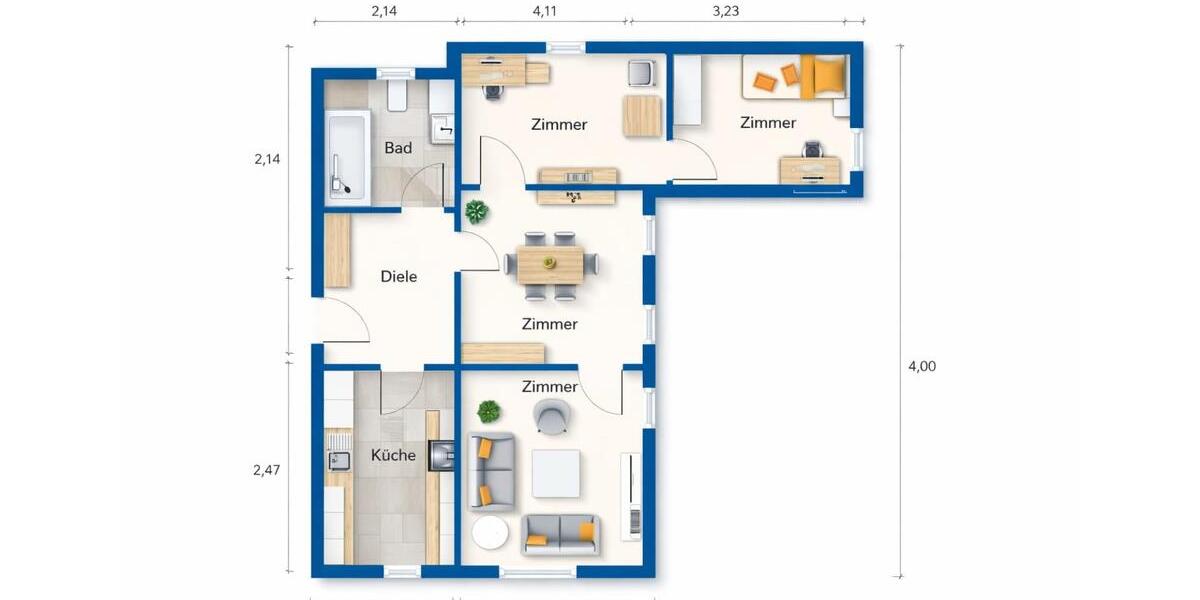 Erdgeschoßwohnung Grasberg - 4 Zimmer, 127 m&sup2;, 1.100&euro; | Angebot:24700982
