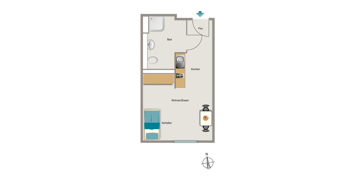 Etagenwohnung Aachen Aachen-Mitte - 1 Zimmer, 21 m&sup2;, 695&euro; | Angebot:26641572