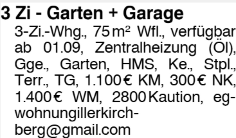 3-Zimmer-Wohnung mit GartenTerrasse & Garage in Illerkirchberg