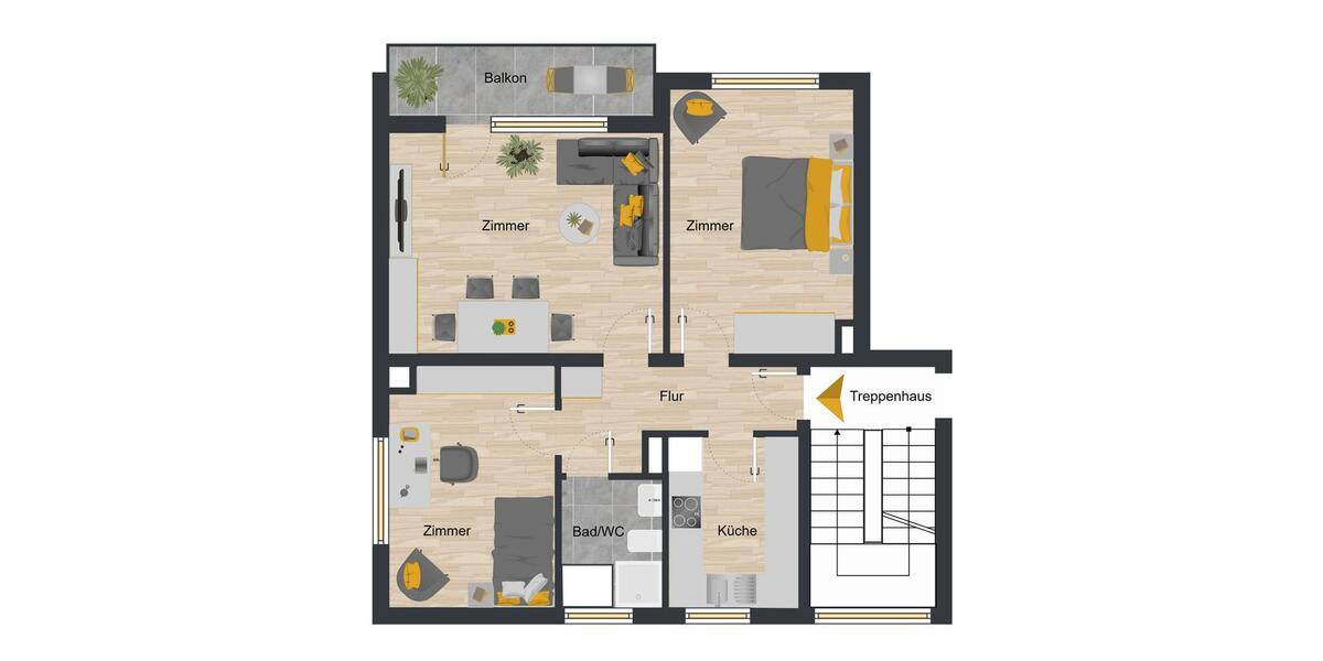 Etagenwohnung Osterode am Harz - 3 Zimmer, 70 m&sup2;, 596&euro; | Angebot:26441401