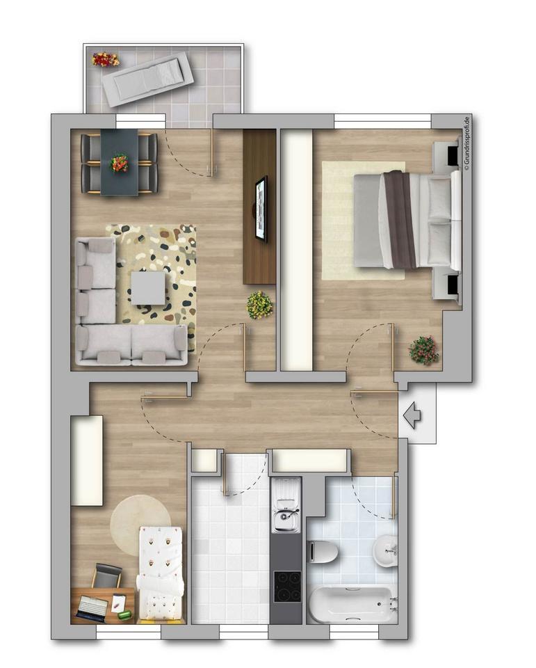 Dreiraumwohnung mit Balkon zimmer