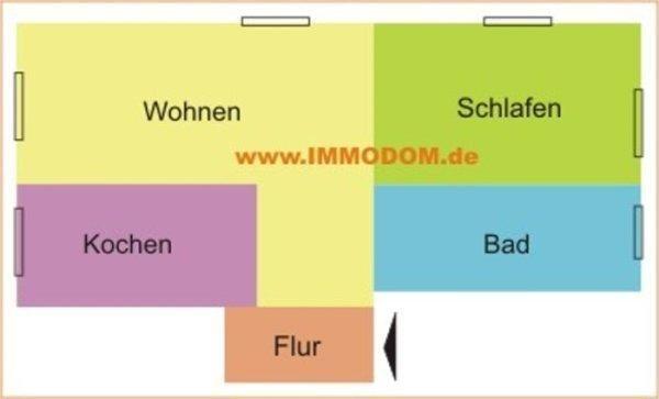 Etagenwohnung Reinsdorf - 2 Zimmer, 42 m&sup2;, 260&euro; | Angebot:20013115