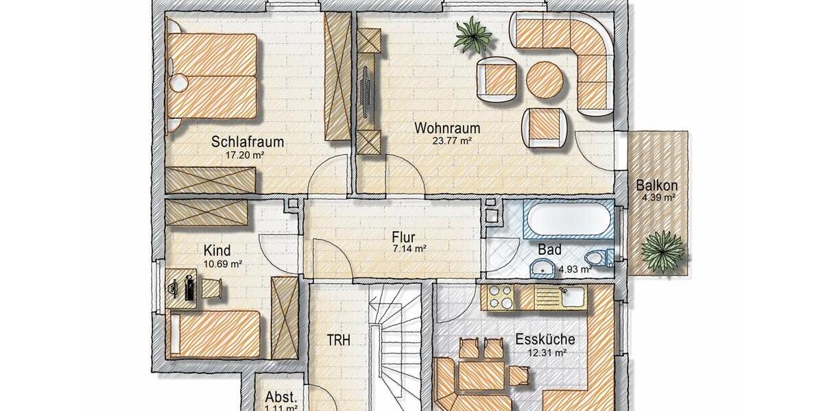 Etagenwohnung Wienhausen - 3 Zimmer, 80 m&sup2;, 700&euro; | Angebot:26604163
