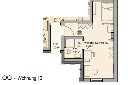 Wohnung Augsburg - 1 Zimmer, 31 m&sup2;, 620&euro; | Angebot:26897266
