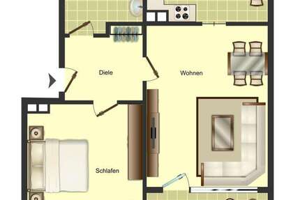 Wohnung Bergkamen Weddinghofen - 2 Zimmer, 53 m&sup2;, 419&euro; | Angebot:25233908