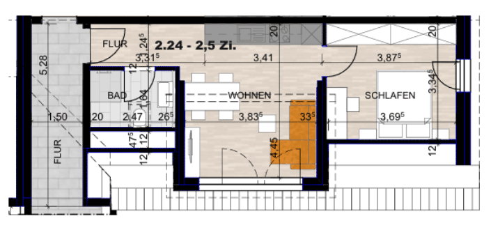 Etagenwohnung Tuttlingen - 2 Zimmer, 35 m&sup2;, 480&euro; | Angebot:26568770