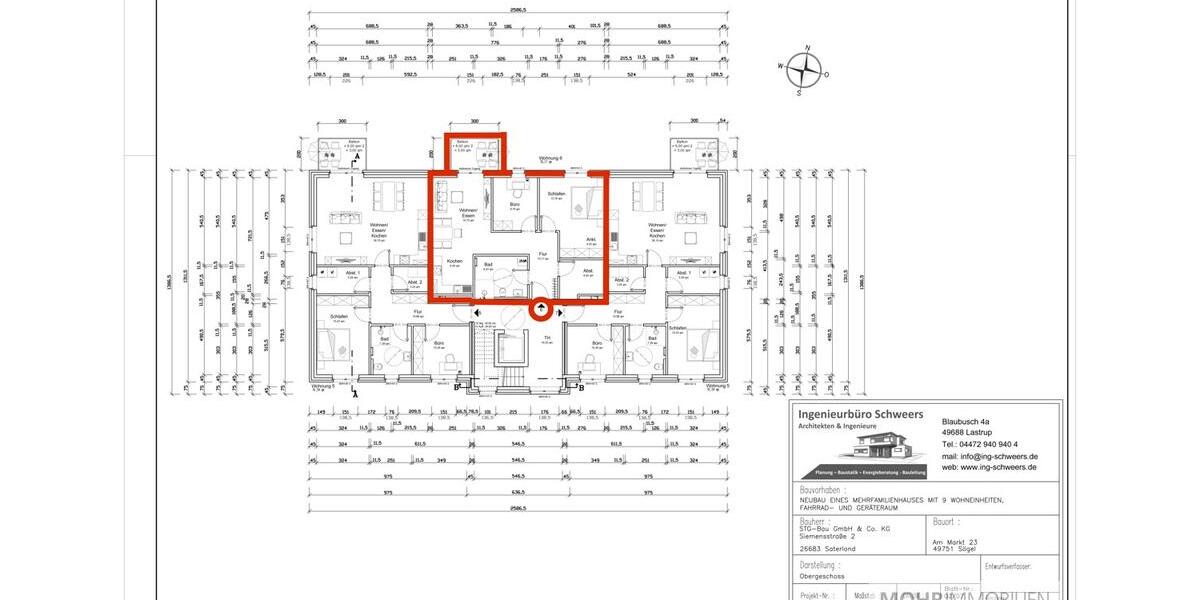 Etagenwohnung Sögel - 3 Zimmer, 76 m&sup2;, 950&euro; | Angebot:26003300