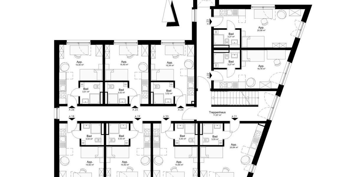 Etagenwohnung Göttingen Grone - 1 Zimmer, 22 m&sup2;, 360&euro; | Angebot:25934284