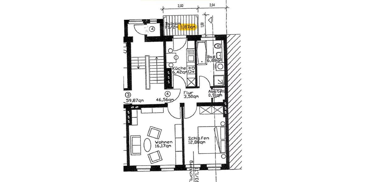 Etagenwohnung Magdeburg Beyendorf-Sohlen - 2 Zimmer, 49 m&sup2;, 325&euro; | Angebot:26626152