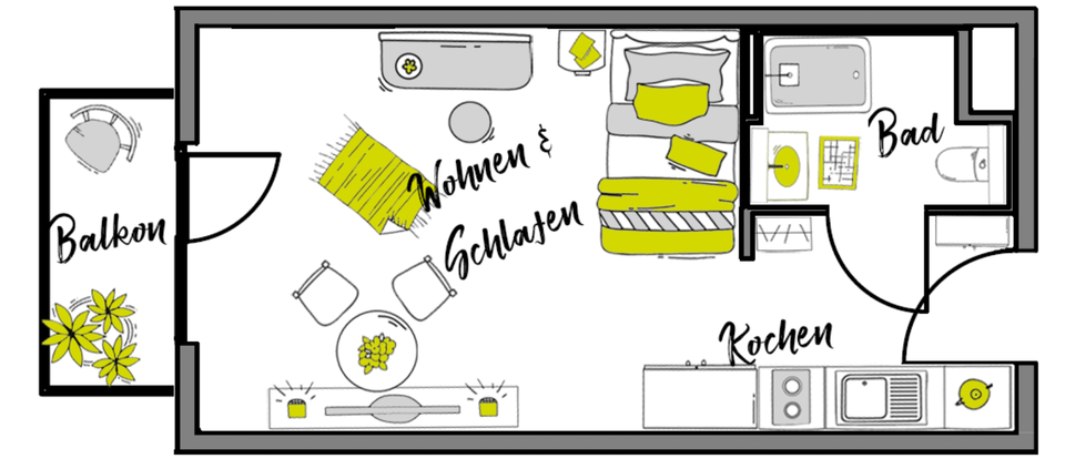 Etagenwohnung Schwäbisch Gmünd - 1 Zimmer, 28 m&sup2;, 535&euro; | Angebot:24795771