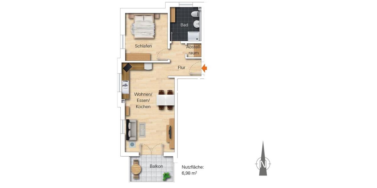 Etagenwohnung Roding - 2 Zimmer, 60 m&sup2;, 580&euro; | Angebot:24741173