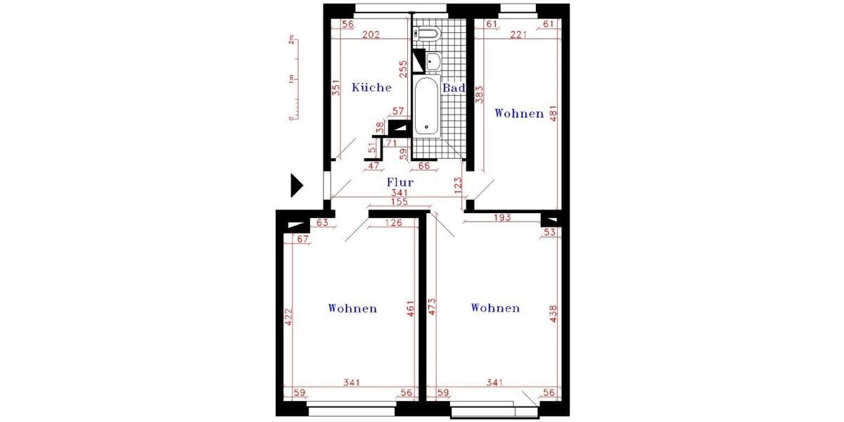 Etagenwohnung Zerbst (Anhalt) - 3 Zimmer, 57 m&sup2;, 320&euro; | Angebot:26505455