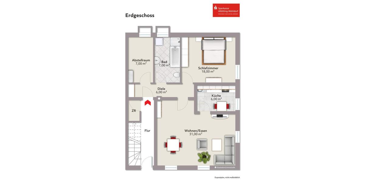 Erdgeschoßwohnung Buchbach - 2 Zimmer, 75 m&sup2;, 560&euro; | Angebot:25058210