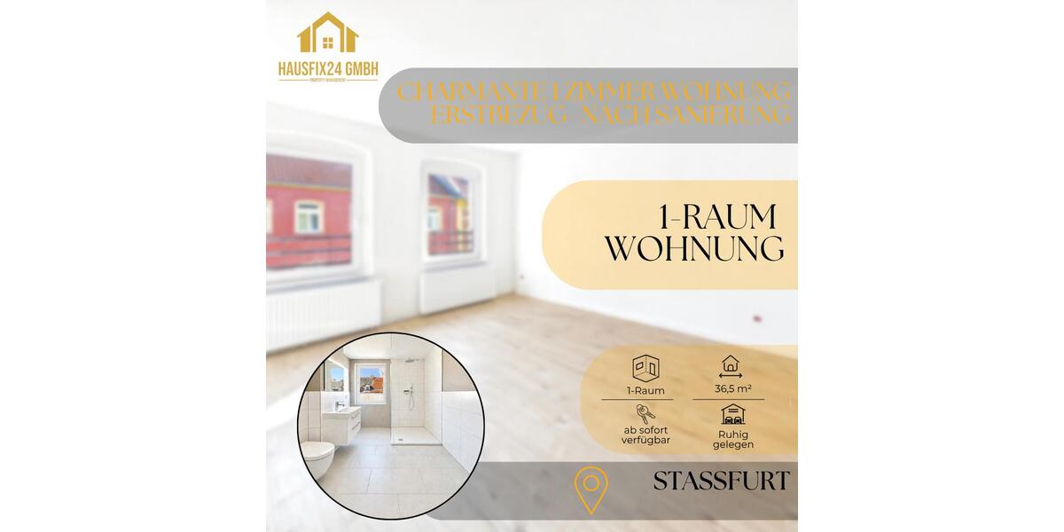Etagenwohnung Staßfurt - 1 Zimmer, 37 m&sup2;, 300&euro; | Angebot:26299837