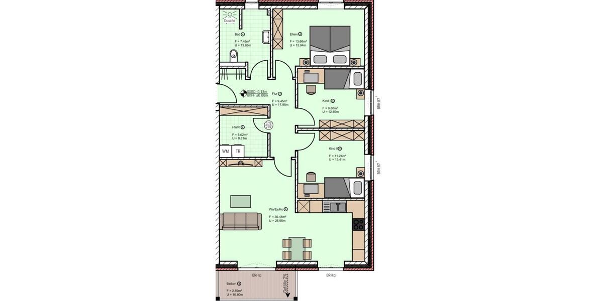 Erdgeschoßwohnung Bremen Blockland - 4 Zimmer, 91 m&sup2;, 1.030&euro; | Angebot:24849729